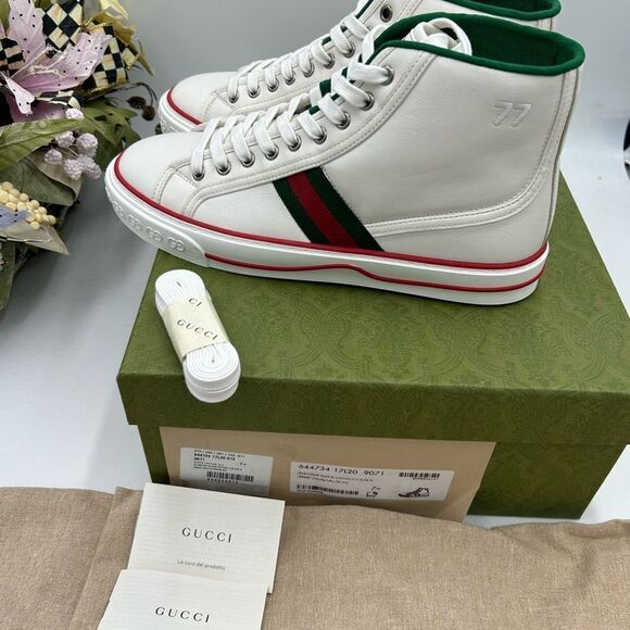 Men’s Gucci high top 1977 tennis sneakers size 7.5 fits 8.5 US made in Italy - Picture 7 of 10